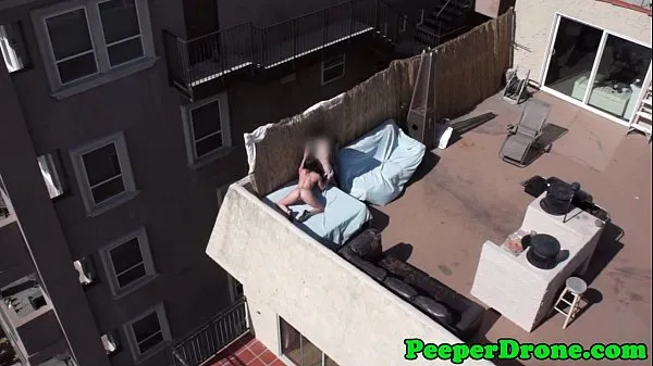 Büyük Drone films rooftop sex sıcak Tüp