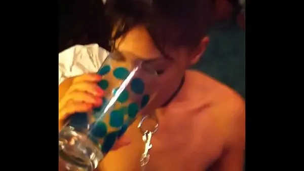 Big Latina Girlfriend drinks piss from cup warm Tube