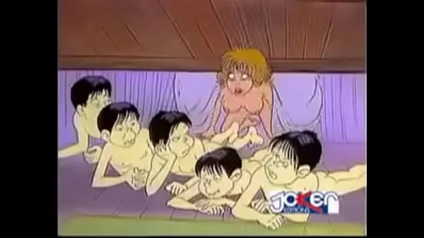 4 Men battery a girl in cartoon Tiub hangat besar