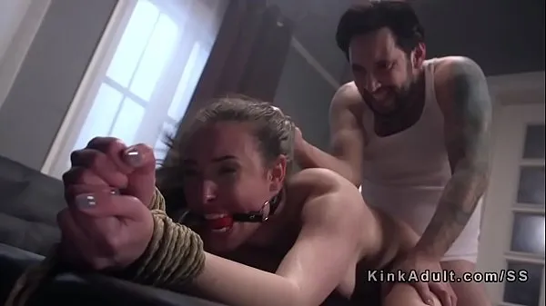Stort Tied up slave gagged and anal fucked varmt rør