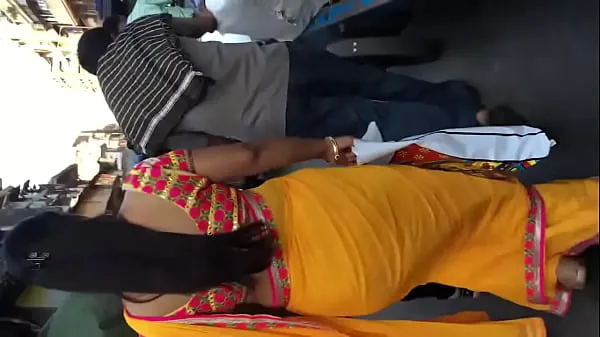 Big Cute structure of aunty in yellow saree warm Tube