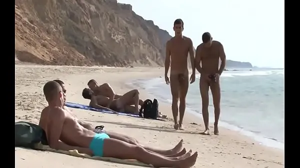 Ống ấm áp Beach gay orgy lớn