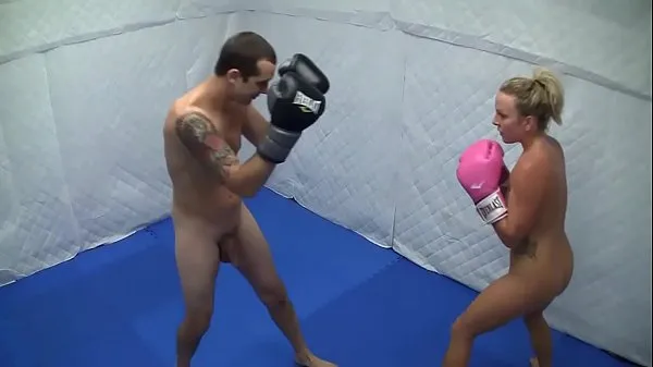 Duża Dre Hazel defeats guy in competitive nude boxing match ciepła tuba