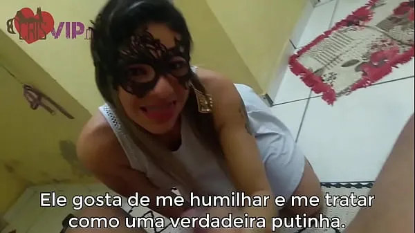 Velika Cristina Almeida being humiliated by the neighbor while her husband's cuckold is at work, she sucks, gets slapped in the face and has her little face all smeared with cum topla cev