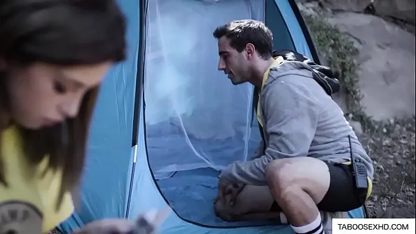 Duża Teen cheating on boyfriend on camping trip ciepła tuba