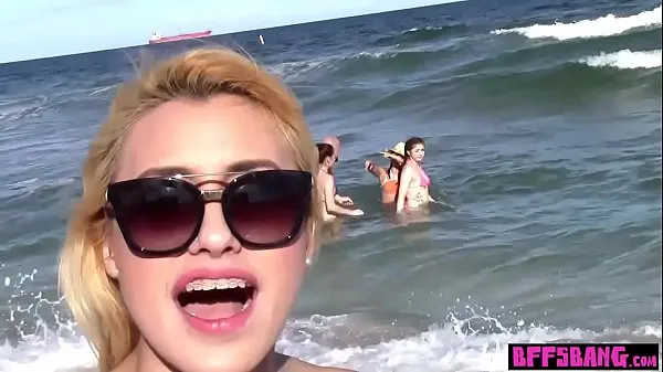 Stort Bisexual spring breaker teens fuck a guy from the beach varmt rør