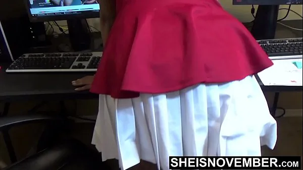 Smooth Brown Skin Thighs Upskirt Of Hot Young Secretary In Office , Sexy Panty Covering Bubble Butt Cheeks Bending Over Desk Teasing You With Quick Pussy Flash In Her Short Dress Msnovember أنبوب دافئ كبير