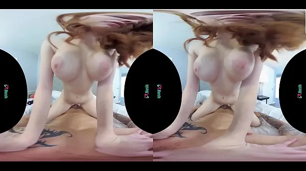 Velká VRHUSH Redhead Scarlett Snow rides a big dick in VR teplá trubice
