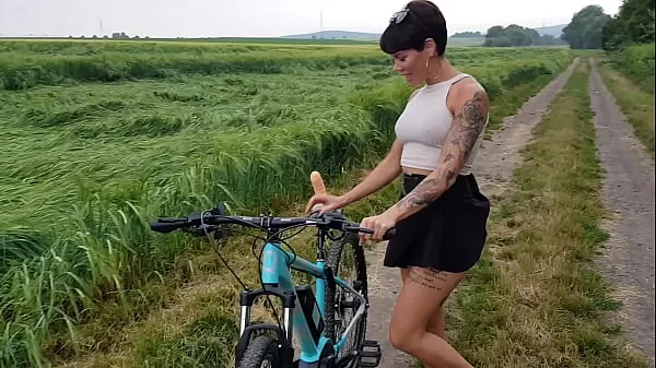Big Premiere! Bicycle fucked in public horny warm Tube