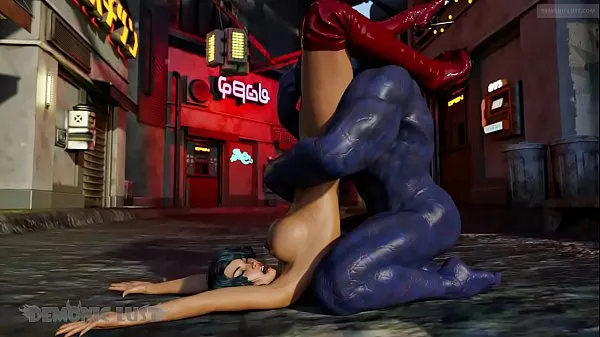 Ống ấm áp 3D Hentai Monster fucks glamour girls in the streets. 3DX Monster Sex Animation lớn
