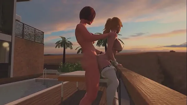 Stort Redhead Shemale fucks Blonde Tranny - Anal Sex, 3D Futanari Cartoon Porno On the Sunset varmt rør
