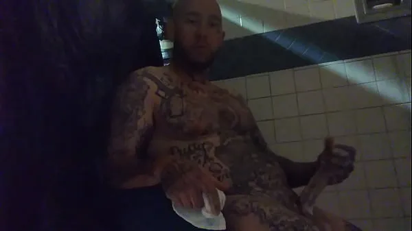 Big In prison Stroking this Big White Dick in the shower warm Tube