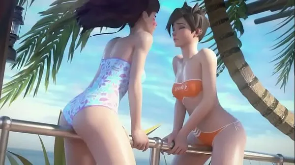 Grote D.Va and Tracer on Vacation Overwatch (Animation W/Sound warme buis