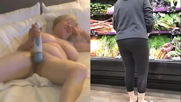 Stort Masturbating Maniac GILF goes grocery shopping varmt rør