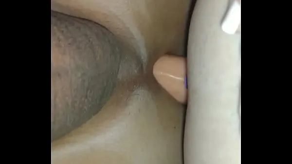 Big Wife debuting her new toy in the husband's ass warm Tube