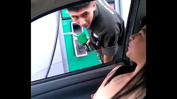 Big Loading gasoline Alexxxa Milf whore with her tits from outside warm Tube