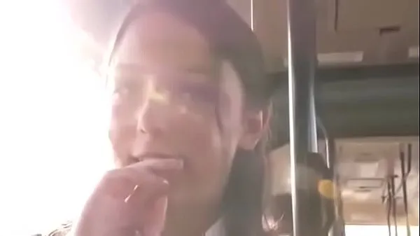 Stort Girl stripped naked and fucked in public bus varmt rør