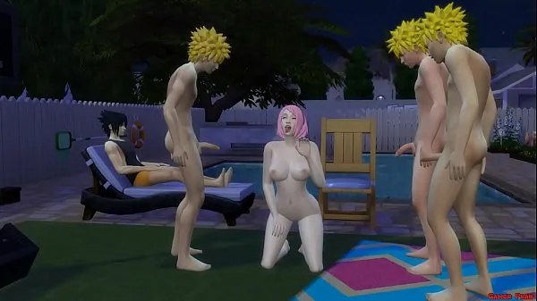 Sakura Fucked by the clones of Naruto Gangbang in front of Husband s. Cuckold Tiub hangat besar