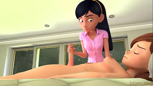 Grote Violet gives Handjob to m. The Incredibles Porn warme buis