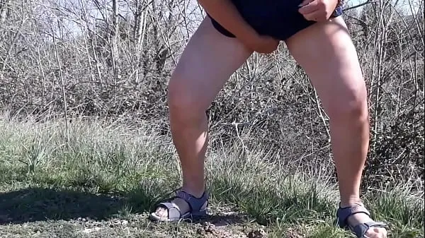 Big Mature woman pissing in nature warm Tube