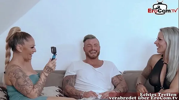 Ống ấm áp German port milf at anal threesome ffm with tattoo lớn