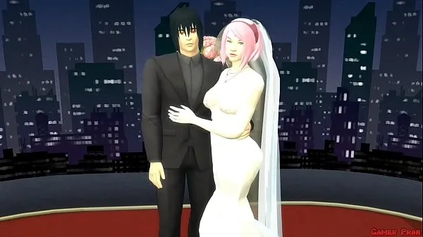 Velká Sakura's Wedding Part 1 Anime Hentai Netorare Newlyweds take Pictures with Eyes Covered a. Wife Silly Husband teplá trubice
