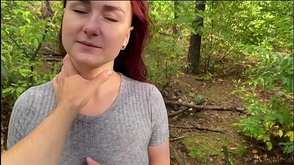 Big Hot wife KleoModel outdoor sucking dick and cum mouth. Amateur couple warm Tube