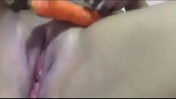 Big Carrot on pussy warm Tube