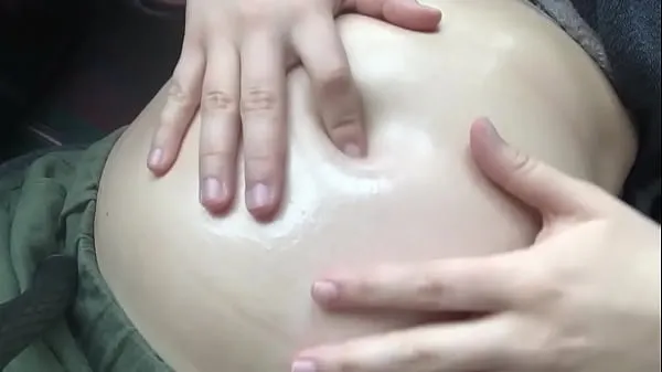 Big Oiled up bellybutton play & fingering warm Tube