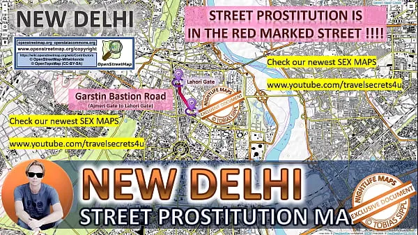 Stort New Delhi, India, Sex Map, Street Prostitution Map, Massage Parlours, Brothels, Whores varmt rør