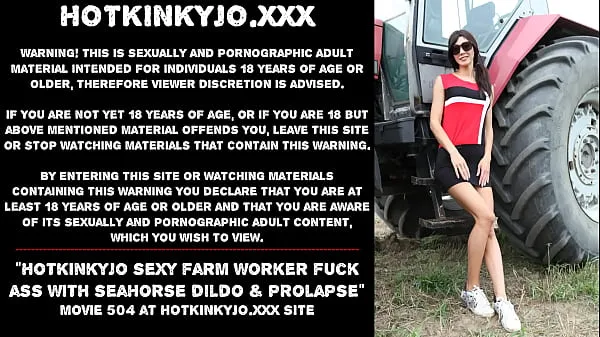 Big Hotkinkyjo sexy farm worker fuck her ass with XXL seahorse dildo & prolapse warm Tube