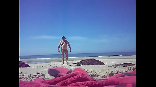 Big jean marc Moindre is on a public beach in 2016 02 warm Tube