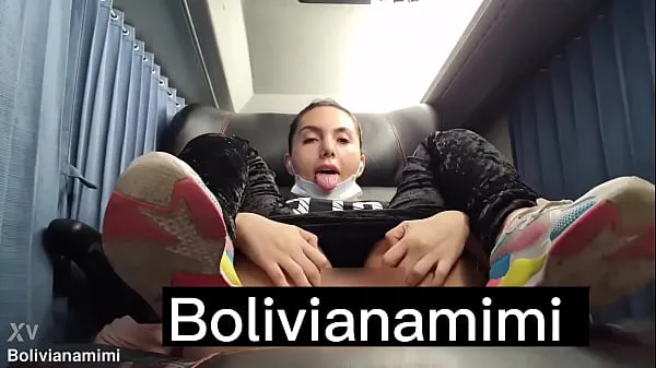 No pantys on the bus... showing my pusy ... complete video on bolivianamimi.tv Tiub hangat besar