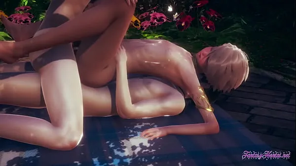 Duża Yaoi Femboy Sissy - Eric enjoy wit a doble penetration with creampie in his ass - Crossdress Cartoon gay Video Anime ciepła tuba
