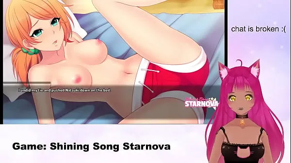 Stort VTuber LewdNeko Plays Shining Song Starnova Natsuki Route Part 4 varmt rør