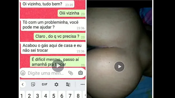 Veľká Naughty neighbor asked to change the gas for whatsapp and ended up taking milk in bed (Naughty story teplá trubica