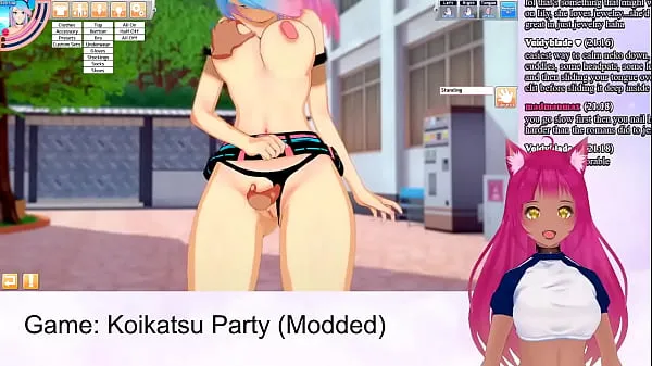 VTuber LewdNeko Plays Koikatsu Party Part 3 Tiub hangat besar
