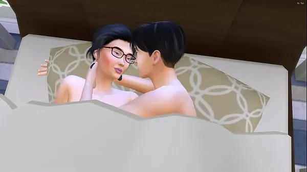 Grote Asian step Brother Sneaks Into His Bed After Masturbating In Front Of The Computer - Asian Family warme buis