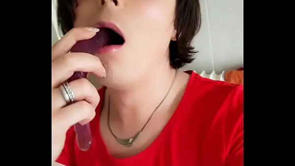 Big Amateur Tranny Sissy Analisa is sucking her Dildo deep at home and likes it to be a Shemale bitch warm Tube