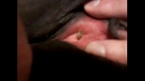 Big Maggot entering black woman's urethra warm Tube