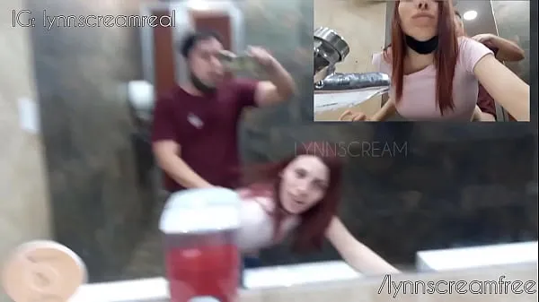 Grote Blowjob and hard fuck at Mc Donald's bathroom - .scream outdoor sex warme buis