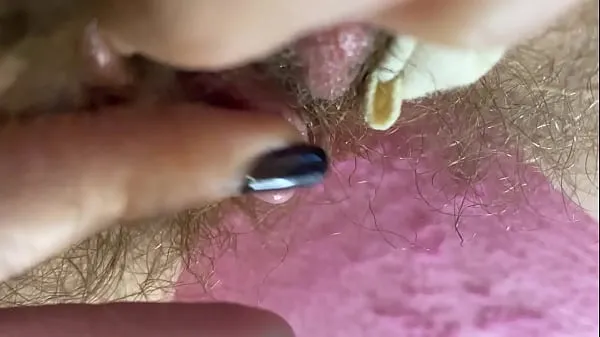 ใหญ่ Extreme Closeup Big clit Rubbing orgasm wet hairy pussy ท่ออุ่น