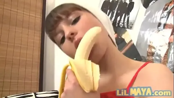 Big Teen food fetish slut fucks banana - Lil Maya warm Tube