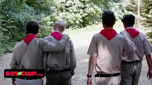 Veľká Boys At Camp - Sexy Scout Boys Please Their Scout Master Outdoors teplá trubica