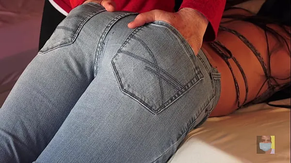 Big Assjob PRE-Cum on my Tight Denim Jeans FETISH warm Tube