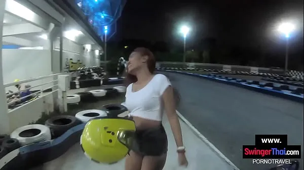 Nagy Go karting with big ass Thai teen amateur girlfriend and horny sex after meleg cső