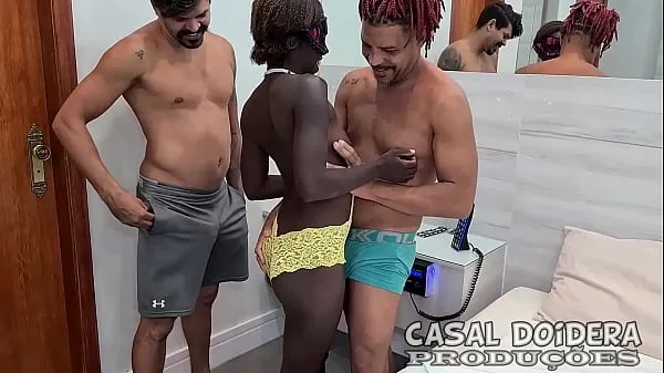 Big Brazilian petite black girl on her first time on porn end up doing anal sex on this amateur interracial threesome warm Tube