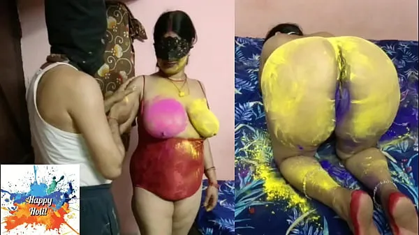 Big Chhinar played holi with young mother-in-law's chicks warm Tube