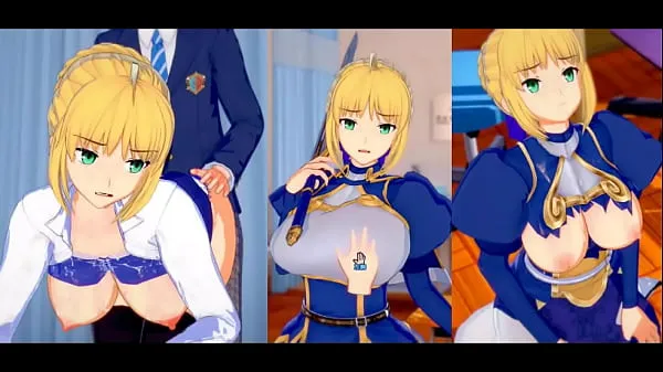 Ống ấm áp Eroge Koikatsu! ] FGO (Fate) Altria Pendragon (Saber) rubs her boobs H! 3DCG Big Breasts Anime Video (FGO) [Hentai Game Fate / Grand Order lớn