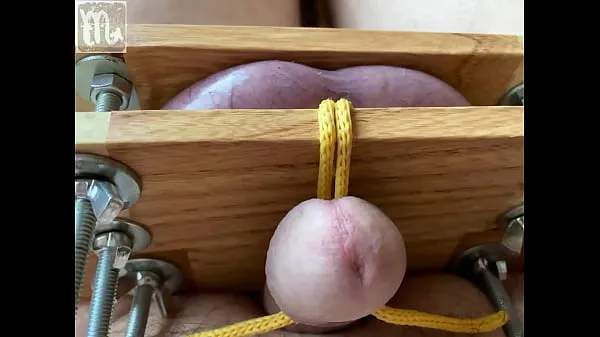 Big Vise on testicles and tied cock warm Tube